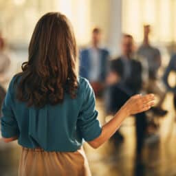 Woman gives presentation