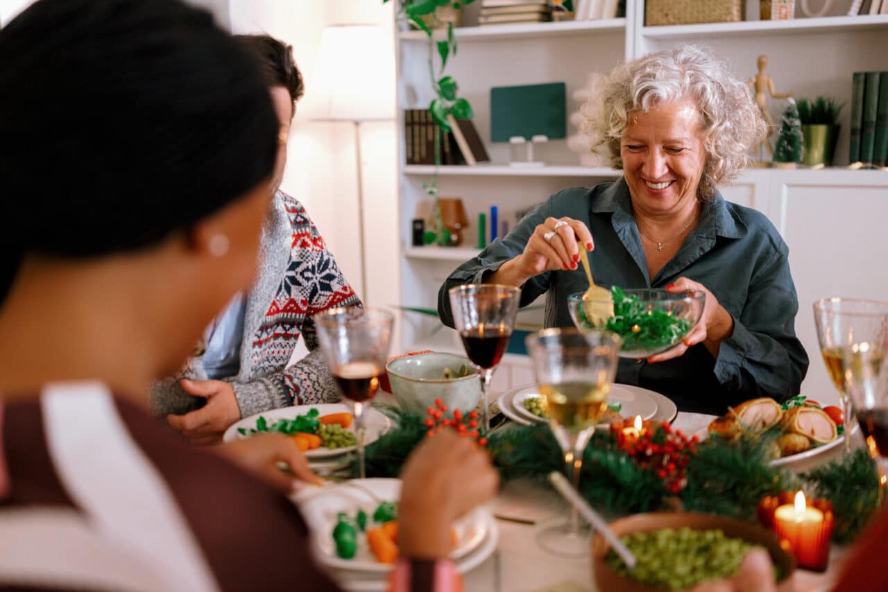 Family gathers for a holiday meal